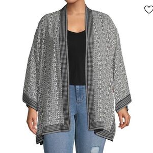 Max Studio Gray Patterned Kimono Cardigan